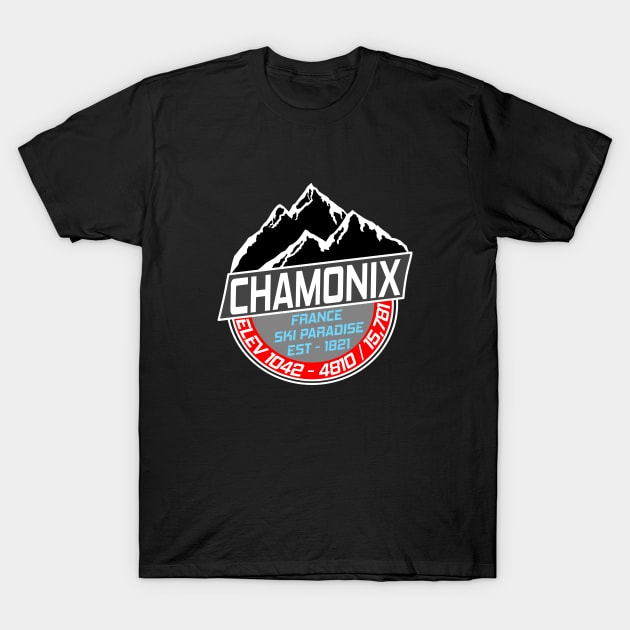 Ski Chamonix Mont Blanc Skiing Paradise T-Shirt by ChrisWilson